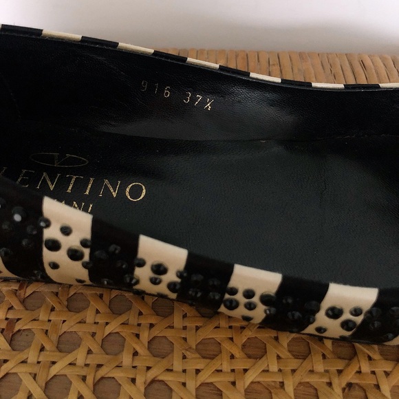 Valentino Black & White Rhinestone Flats - 37.5 - Picture 8 of 8